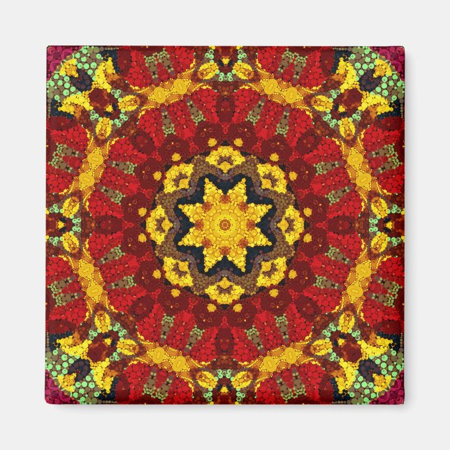 Abstrakt modern mosaik, kaleidoskopisk tegel mönst magnet (Framsidan)