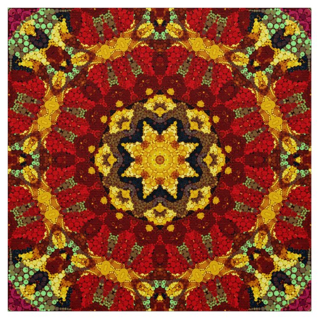 Abstrakt modern mosaik, kaleidoskopisk tegel mönst tyg (Provkarta)