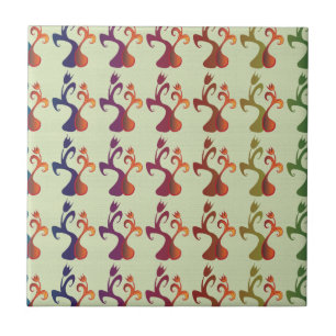 Abstrakt Modern Multifärgad Tulip Blommigt design Kakelplatta