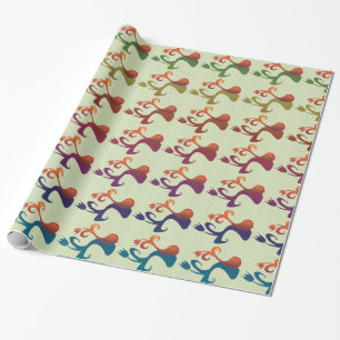 Abstrakt Modern Multifärgad Tulip Blommigt design Presentpapper