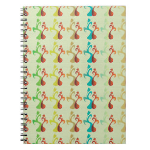 Abstrakt Modern Multifärgad Tulip-Blommönster Anteckningsbok Med Spiral