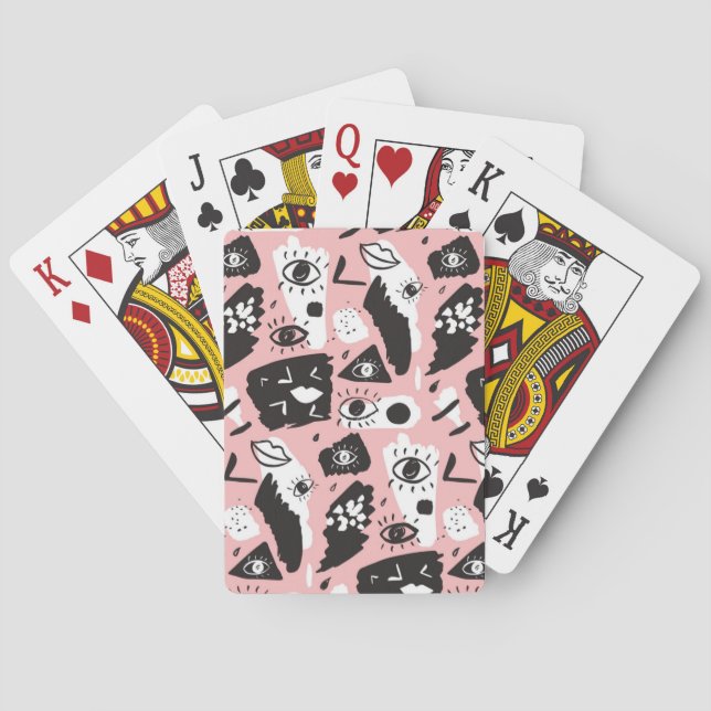 Abstrakt Modern Öga & Läppar Mönster Casinokort (Baksidan)