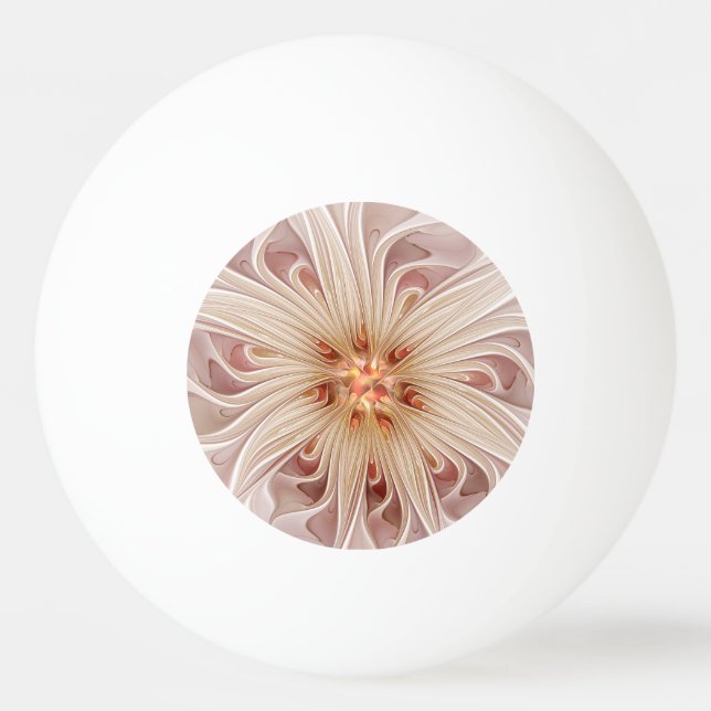 Abstrakt modern pastellfärgad persika fraktal blom pingisboll (Framsidan)