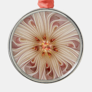 Abstrakt Modern Pastellkrita Flower Fractal Art Julgransprydnad Metall