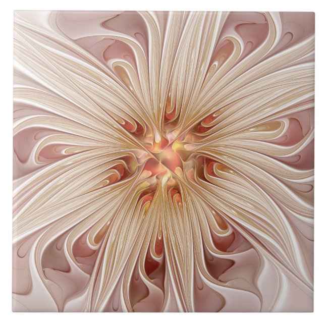 Abstrakt Modern Pastellkrita Flower Fractal Art Kakelplatta (Framsidan)