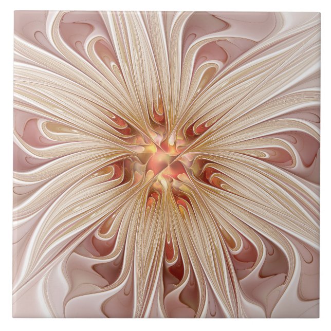 Abstrakt Modern Pastellkrita Flower Fractal Art Kakelplatta (Framsidan)