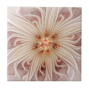 Abstrakt Modern Pastellkrita Flower Fractal Art Kakelplatta