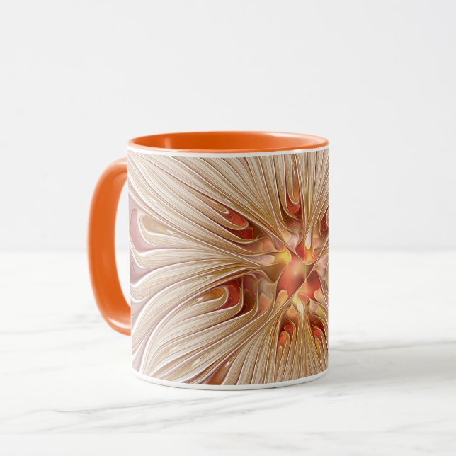 Abstrakt Modern Pastellkrita Flower Fractal Art Mugg (Framsida vänster)