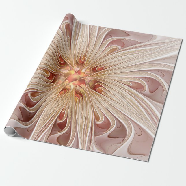 Abstrakt Modern Pastellkrita Flower Fractal Art Presentpapper (Utrullad)