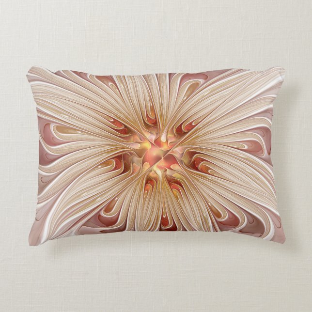 Abstrakt Modern Pastellkrita Flower Fractal Art Prydnadskudde (Framsidan)