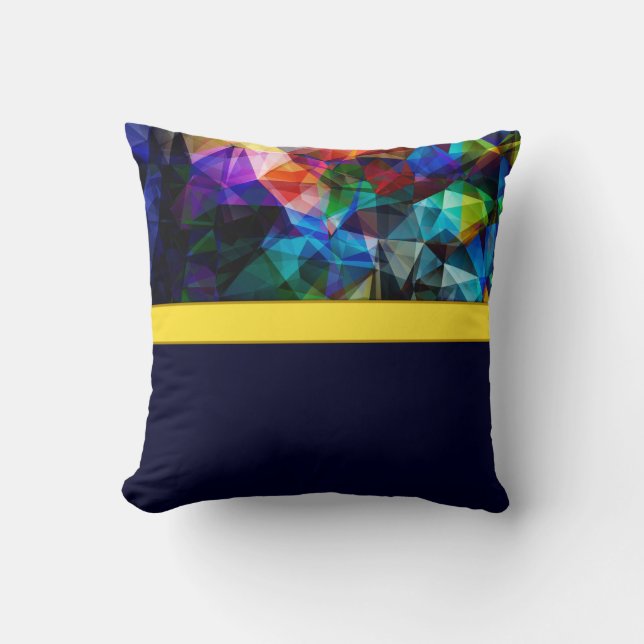 Abstrakt modern polygon poly triangles mörk brilja kudde (Framsida)