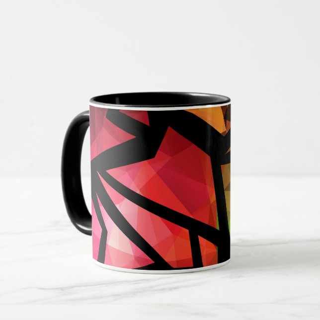 Abstrakt modern polygonal graffiti geometrisk mörk mugg (Framsida vänster)