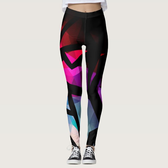 Abstrakt modern polygongraffiti geometridar leggings (Framsida)