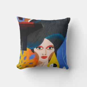 Abstrakt Modern Porträtt Art Pillow Kudde