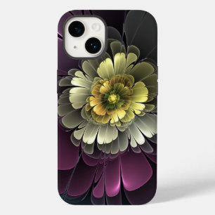 Abstrakt Modern Purpur Khaki Grå Fraktal Blomma