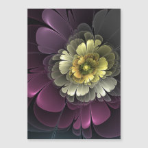 Abstrakt Modern Purpur Khaki Grå Fraktal Blomma