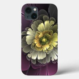 Abstrakt Modern Purpur Khaki Grå Fraktal Blomma
