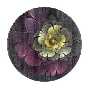 Abstrakt Modern Purpur Khaki Grå Fraktal Blomma