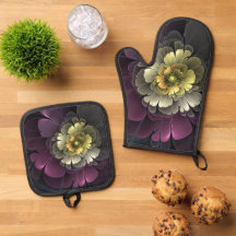 Abstrakt Modern Purpur Khaki Grå Fraktal Blomma
