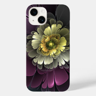 Abstrakt Modern Purpur Khaki Grå Fraktal Blomma