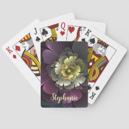 Abstrakt Modern Purpur Khaki Grå Fraktal Blomma Casinokort