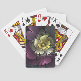 Abstrakt Modern Purpur Khaki Grå Fraktal Blomma Casinokort