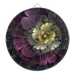 Abstrakt Modern Purpur Khaki Grå Fraktal Blomma Darttavla