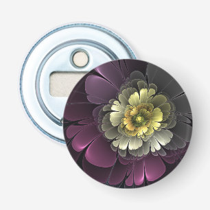 Abstrakt Modern Purpur Khaki Grå Fraktal Blomma Flasköppnare