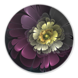Abstrakt Modern Purpur Khaki Grå Fraktal Blomma Knopp