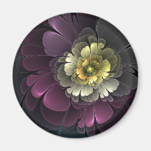 Abstrakt Modern Purpur Khaki Grå Fraktal Blomma
