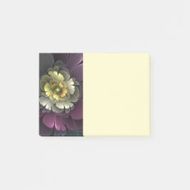 Abstrakt Modern Purpur Khaki Grå Fraktal Blomma Post-it Block