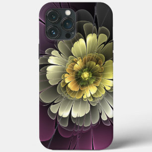 Abstrakt Modern Purpur Khaki Grått Fractal Flower