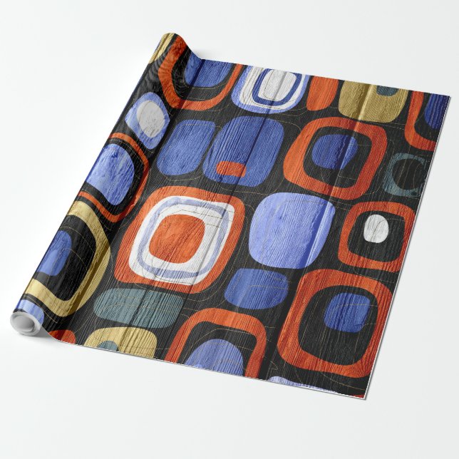 Abstrakt Modern Rand Pastel Wood #2 Presentpapper (Utrullad)