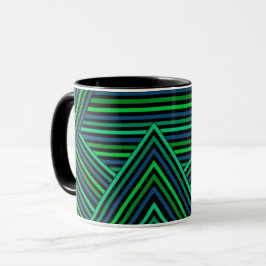 Abstrakt modern randiga linjer randig rand navy gr mugg