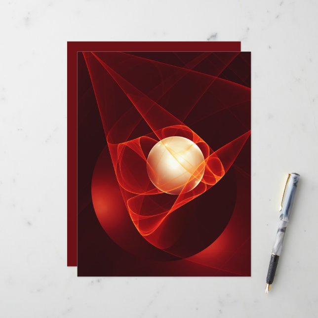 Abstrakt Modern Red Cream Fantasy Fractal Art (Fram/Back In Situ)