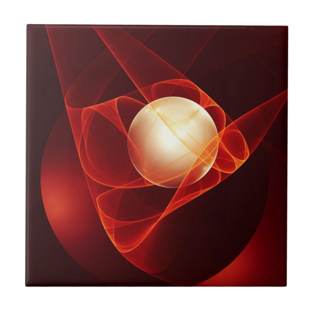 Abstrakt Modern Red Cream Fantasy Fractal Art Kakelplatta (Framsidan)