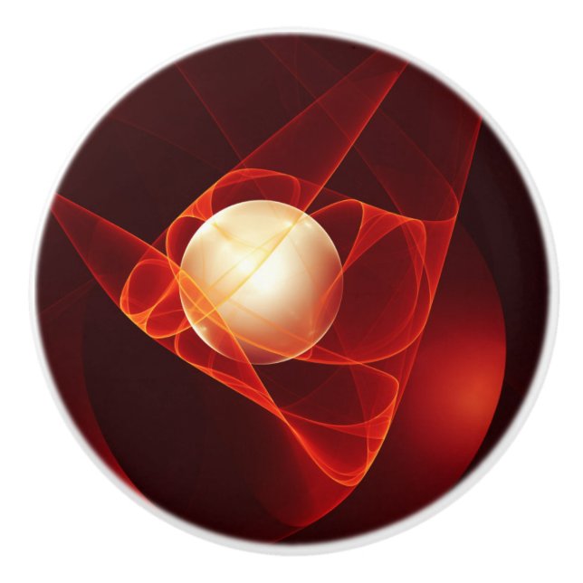 Abstrakt Modern Red Cream Fantasy Fractal Art Knopp (Framsidan)