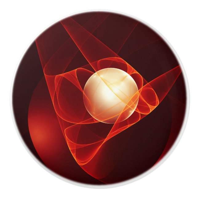 Abstrakt Modern Red Cream Fantasy Fractal Art Knopp (Framsidan)