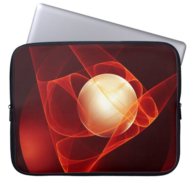 Abstrakt Modern Red Cream Fantasy Fractal Art Laptop Fodral (Framsidan)