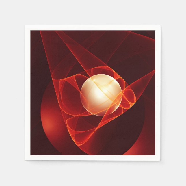 Abstrakt Modern Red Cream Fantasy Fractal Art Pappersservett (Framsidan)