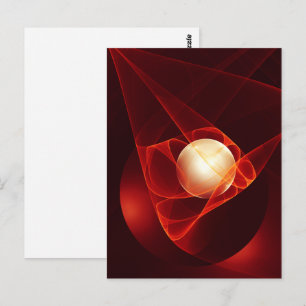 Abstrakt Modern Red Cream Fantasy Fractal Art Vykort