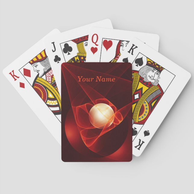 Abstrakt Modern Red Cream Fantasy Fractal Namn Casinokort (Baksidan)