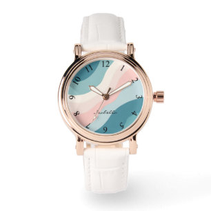 Abstrakt Modern Röda Rosa Mint Kollektion Armbandsur