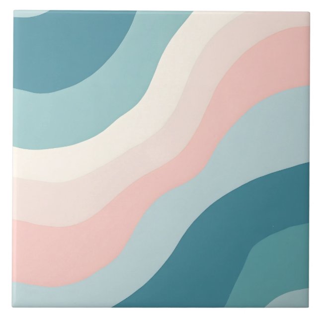 Abstrakt Modern Röda Rosa Mint Samling Kakelplatta (Framsidan)