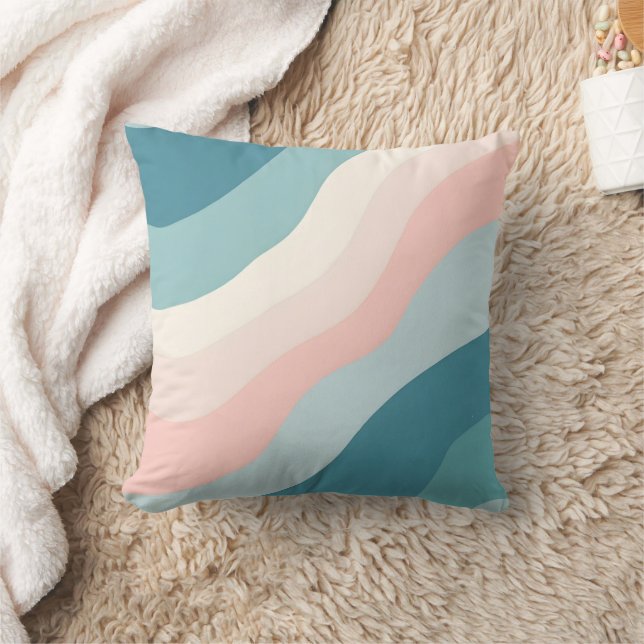 Abstrakt Modern Röda Rosa Mint Samling Kudde (Filt)