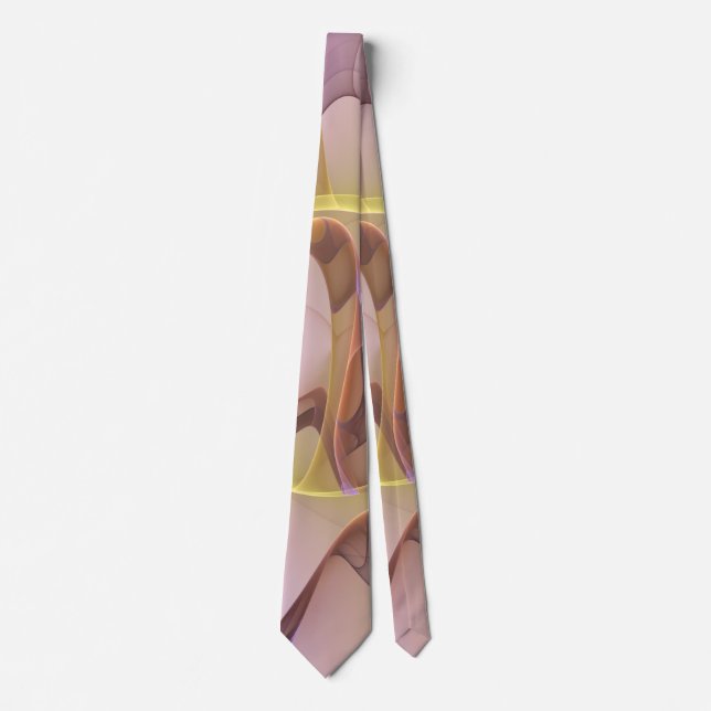 Abstrakt Modern Rosa Gyllene Fraktal Konst Slips (Framsida)