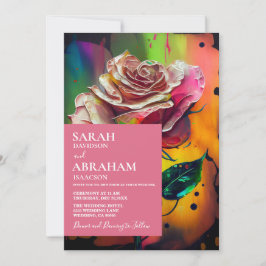 Abstrakt Modern Rosa Rosor Bröllopsinbjudan Inbjudningar
