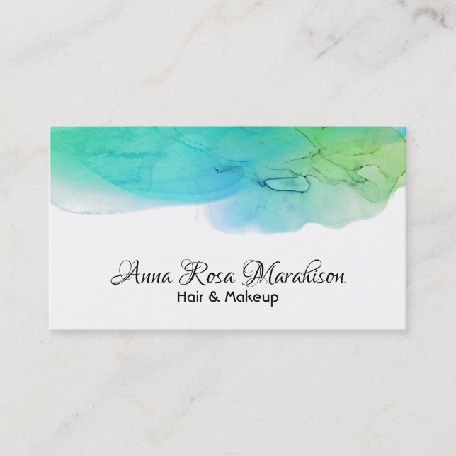 *~* Abstrakt Modern Simple Watercolor Aqua Blue Visitkort (Framsida)