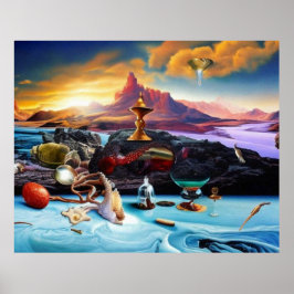 Abstrakt modern surrealistisk kustmiljö vibrerande poster