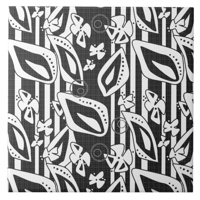 Abstrakt modern svartvit dekorationsmosaik kakelplatta (Framsidan)